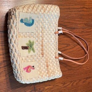 QVC Woven Tote with Embroidered Accents